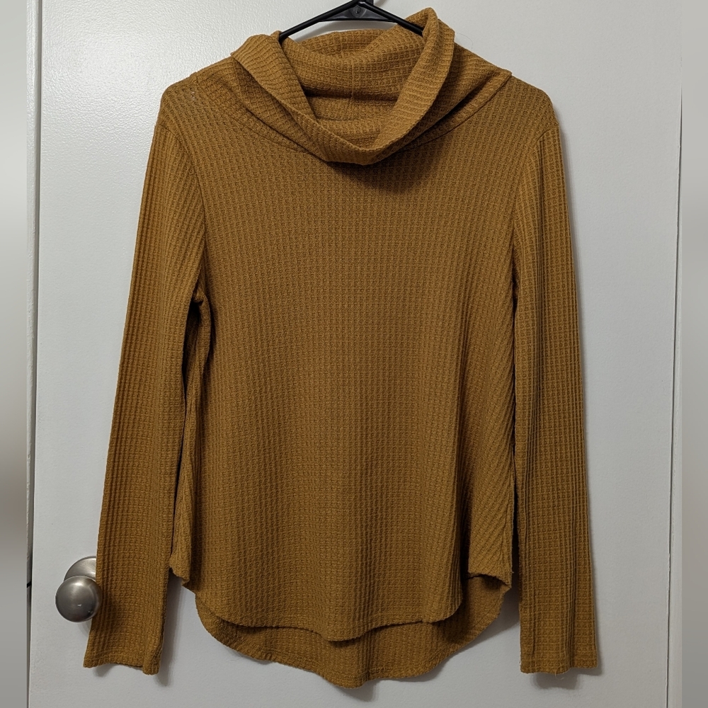 Cozy Mustard Cowl Neck Sweater